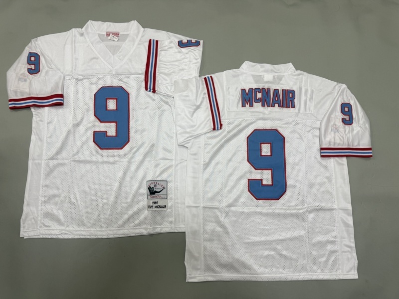 Men 2025 Tennessee Titans #9 Mcnair white Throwback Limited NFL Jersey style 001